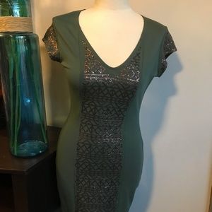 Army Green with gold sequence Dress